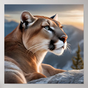 A Closeup Porträtt of a Cougar Poster