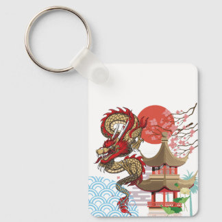 A collaboration of Japanese scenery and dragons Nyckelring