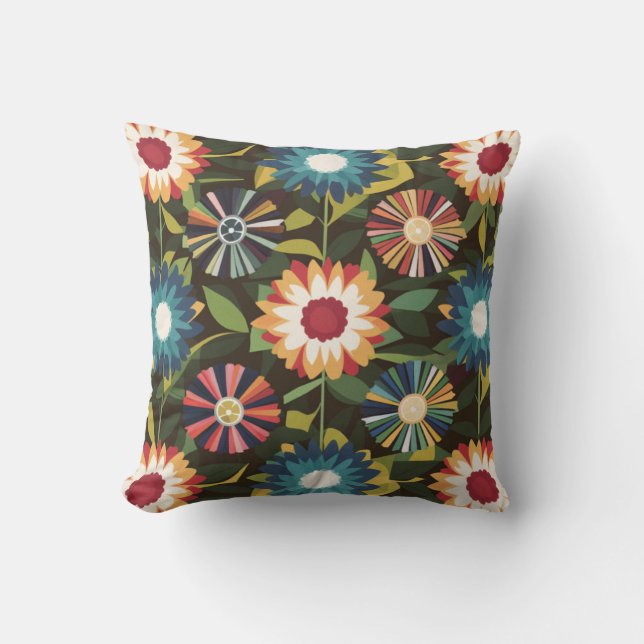 A Colorful Flowers Mönster Kudde (Framsida)