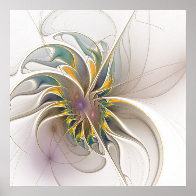 A colorful fractal ornament. Abstract Flower art Poster (Framsidan)