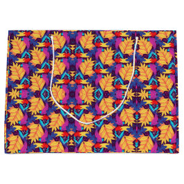 A colorful gift bag with a vibrant pattern