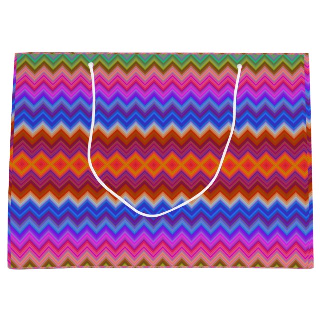 A colorful gift bag with a zigzag pattern (Framsidan)