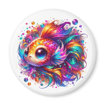 A colorfull chibi-style fish in rainbowcolors