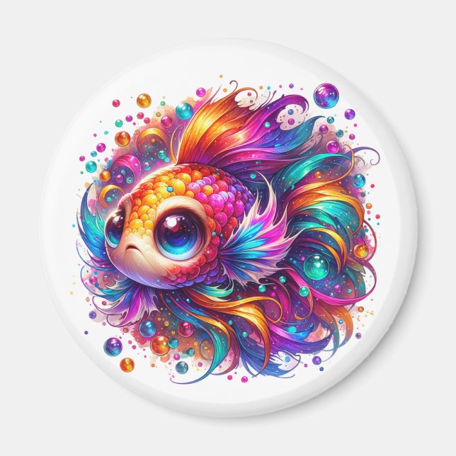 A colorfull chibi-style fish in rainbowcolors  magnet (Framsidan)