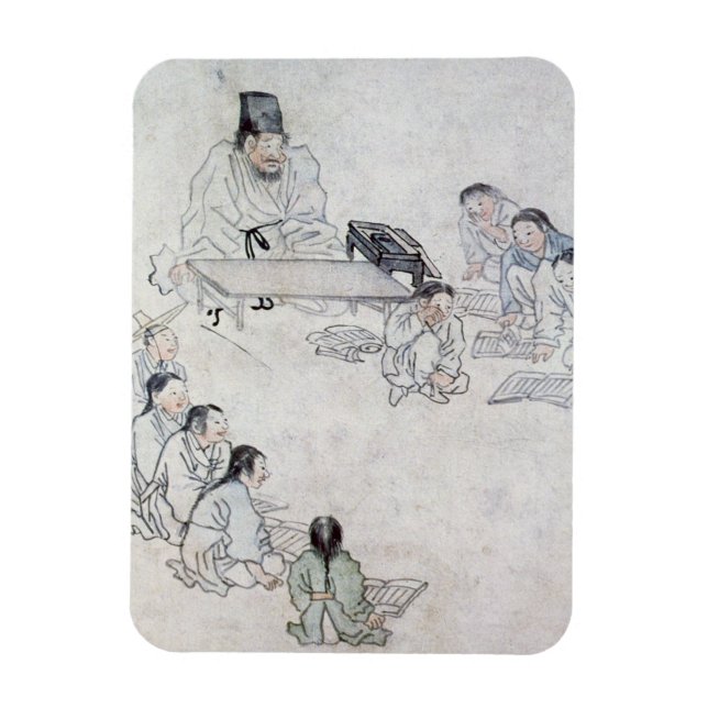 A Confucian Classroom (Sodang) (utskrift av färg) Magnet (Vertikal)