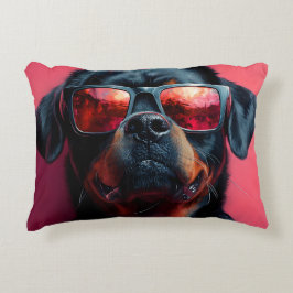 A cool rottweiler with sunglasses prydnadskudde