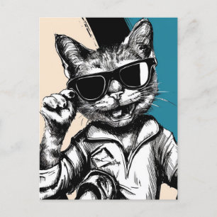 A Coola Katt i solglasögon Vykort