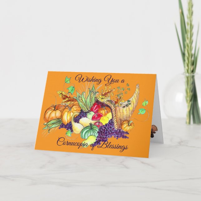 A Cornucopia of Blessings Holiday Card Tack Kort (Framsida)