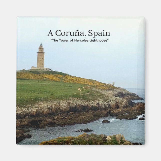 A Coruña, Spanien - Herkulestornets fyr Magnet (Framsidan)