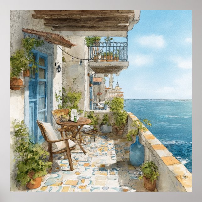 A Cosy Seaside Balcony Poster (Framsidan)