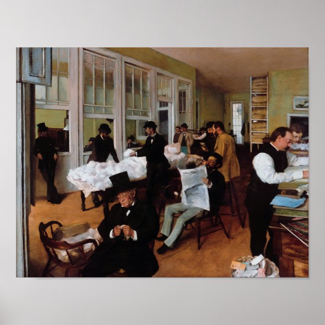 A Cotton Office in New Orleans by Edgar Degas Poster (Framsidan)