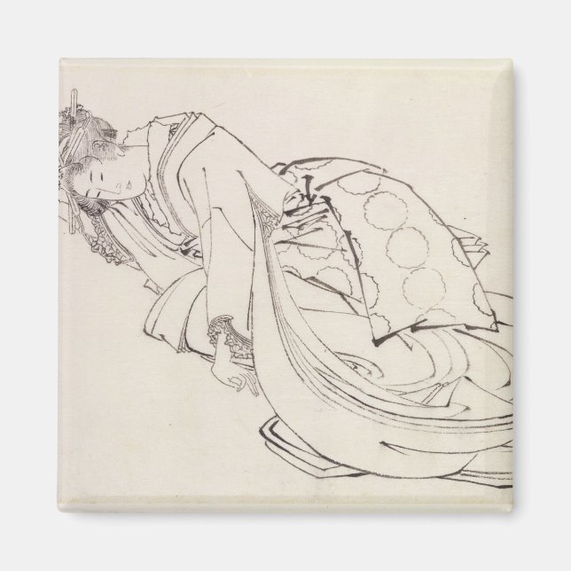 A Courtesan Offering a Kopp, 1800-talet Magnet (Framsidan)