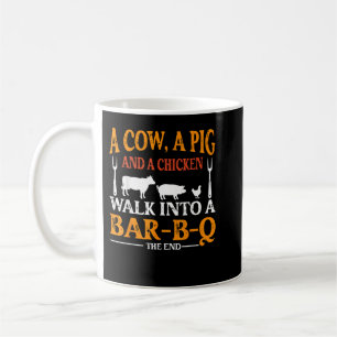 A Cow A Gris och en Chicken Walk in i Pub BBQ Kaffemugg