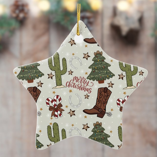 A Cowboy God jul Julgransprydnad Keramik (Skapare uppladdad)