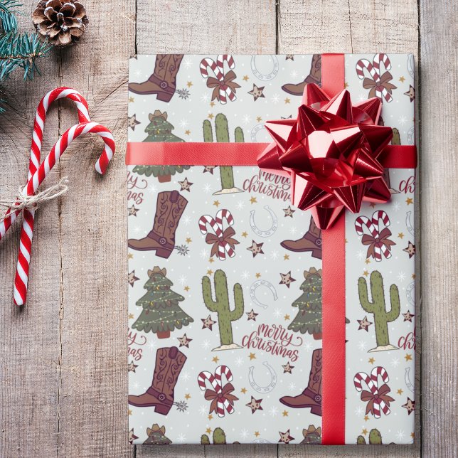 A Cowboy God jul Presentpapper (Cowboy Western Christmas Wrapping Paper)