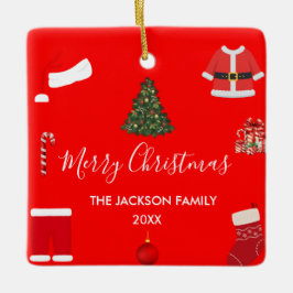 A Cozy Christmas Gathering Set on Warm Red Julgransprydnad Keramik