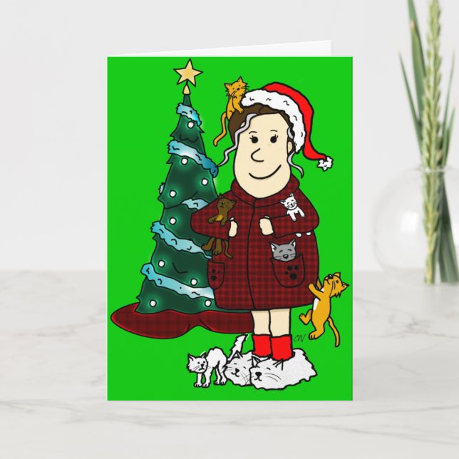 "A Crazy Cat Dam jul" Helgkort (Framsida)