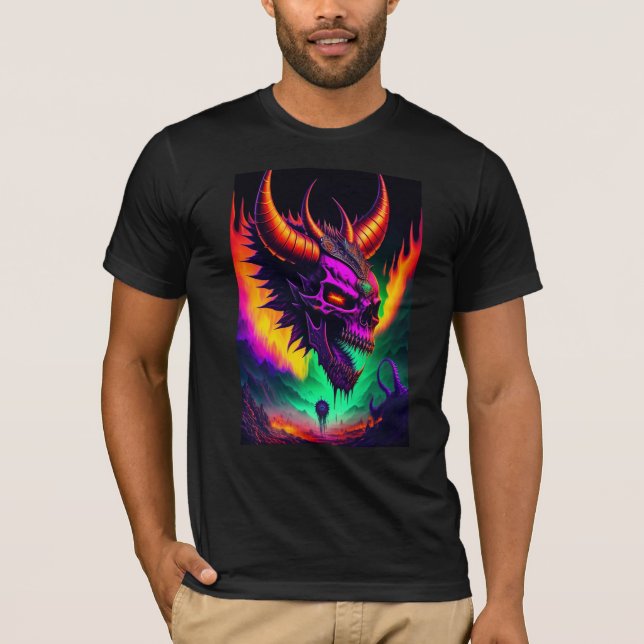 A crezy terrifying evil demon skull  t shirt (Framsida)