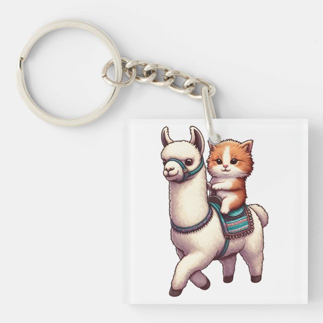 A Cudely Kitten Riding Fluffy Llama, Cat och Llama (Framsidan)