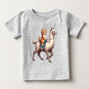 A Cudely Kitten Riding Fluffy Llama, Cat och Llama T Shirt