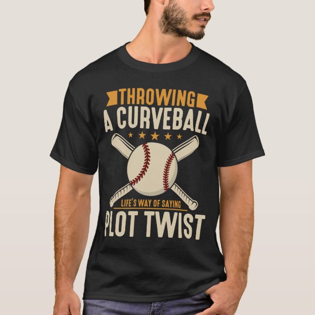 A Curveball Plot Twist Funny Sports T Shirt (Framsida)