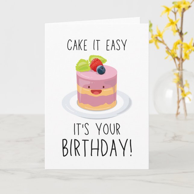 A cute and funny birthday greeting card featuring  kort (Gul blomma)