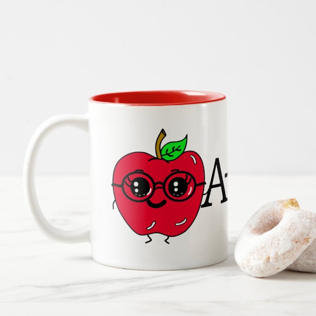 A+ Cute Apple Teacher Apprecision Gift Två-Tonad Mugg (Med munk)