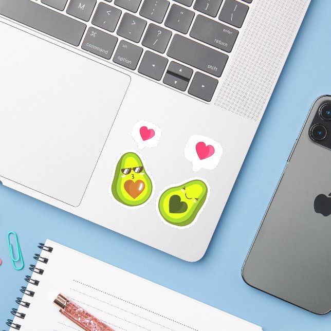 A CUTE AVOCADO STICKERS KLISTERMÄRKEN (Laptop med iPhone)