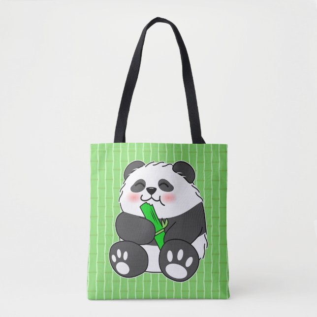 A Cute Baby Panda Eating Bamboo Stalk Tygkasse (Framsida)