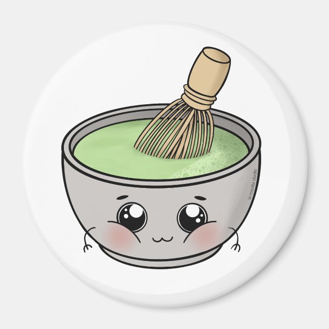 A cute bowl of matcha tea - Kawaii Magnet (Framsidan)