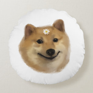 A Cute Cheds Shiba Inu Round Pillow Rund Kudde