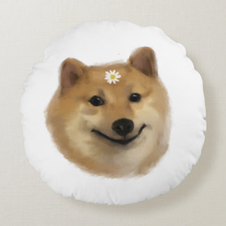 A Cute Cheds Shiba Inu Round Pillow Rund Kudde