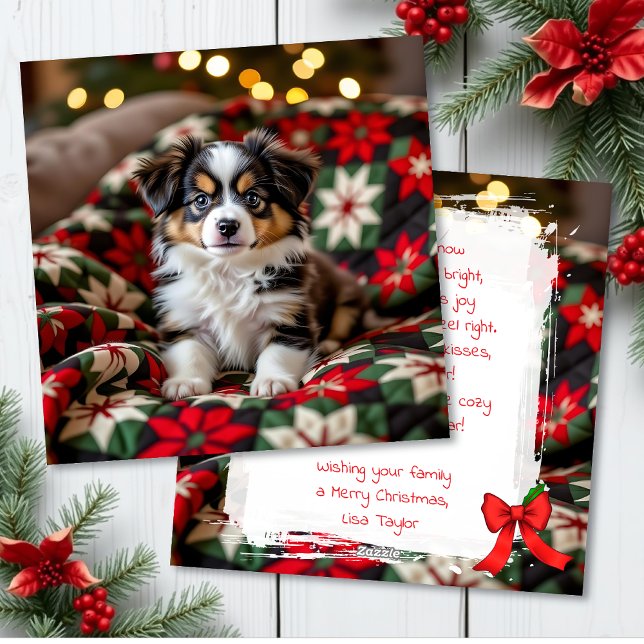 A Cute Festive Papillon Personalized Christmas Julkort (Skapare uppladdad)