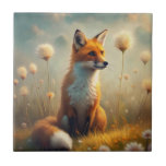 A Cute Forest Red Fox Kakelplatta<br><div class="desc">A fox in a forest of flowers</div>