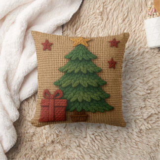 A cute knit tree gift kudde