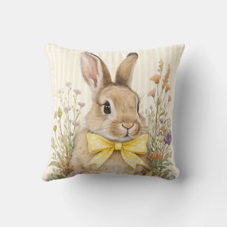 A cute little Floral Bunny Yellow Bow Baby Shower Kudde