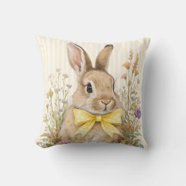 A cute little Floral Bunny Yellow Bow Baby Shower  Kudde
