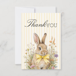 A cute little Floral Bunny Yellow Bow Baby Shower  Tack Kort
