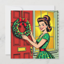 A Cute Mid-Century Nostalgic Feeling Christmas  Julkort