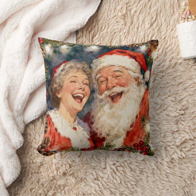 A Cute Mr and Mrs Claus Old-Fashioned Christmas Kudde (Filt)