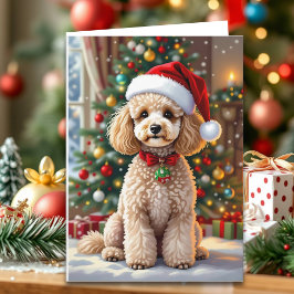A Cute Poodle Christmas Personalized Helgkort