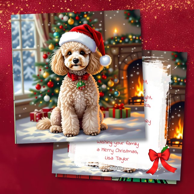 A Cute Poodle Christmas Personalized Julkort (Skapare uppladdad)