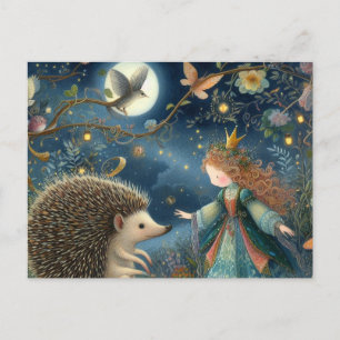 A Cute Princess och Hedgehog Fantasy Vykort