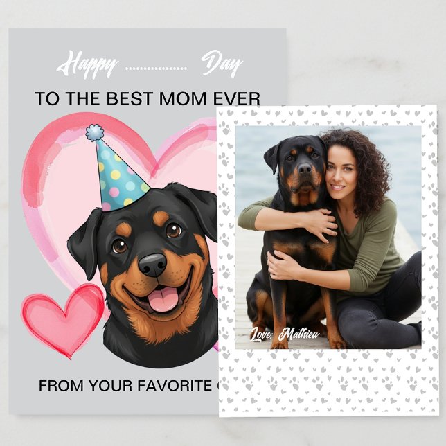 A cute Rottweiler on a special occasion for Mom Julkort (Skapare uppladdad)