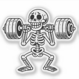 A cute skeleton working out klistermärken
