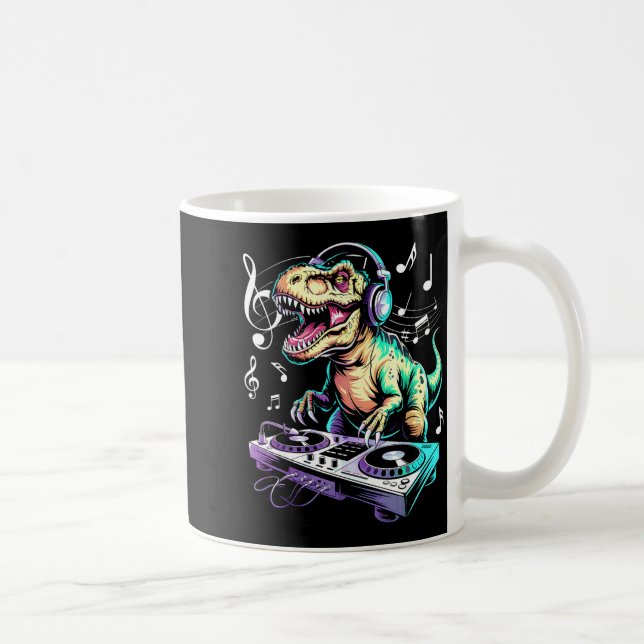 A Cute T-rex Playing Electronic Music Funny Dj Din Kaffemugg (Höger)