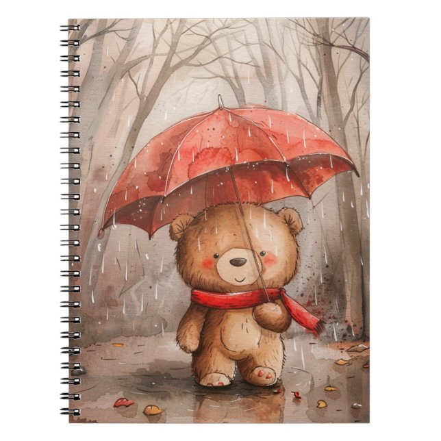 A Cute Teddy Bear in The Rain Anteckningsbok (Framsidan)