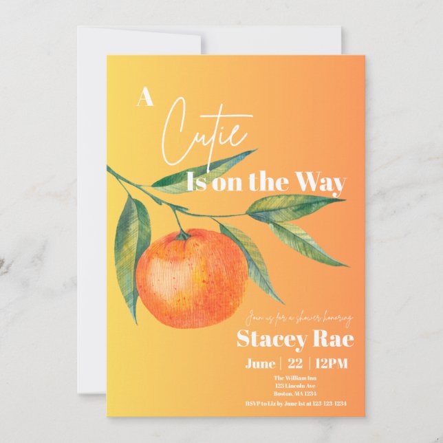 A Cutie Is On The Way Baby Shower Invitation  Inbjudningar (Framsida)