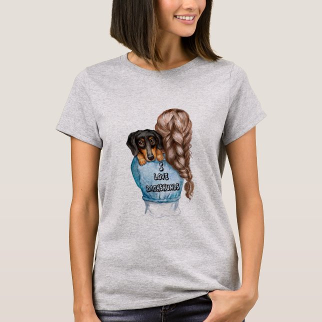 A Dachshund och en Dachshunds älskare-flicka T Shirt (Framsida)