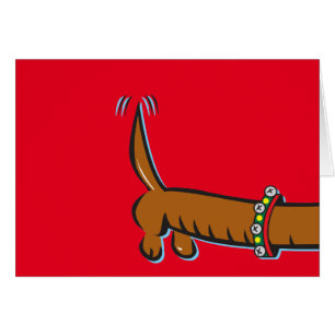 A Dachshund Wearing Antlers för jul OBS Kort